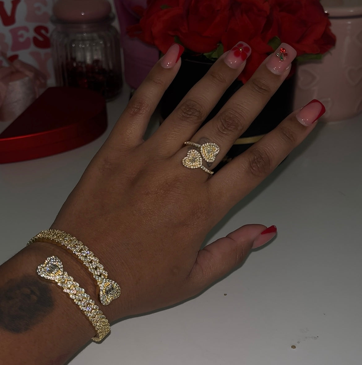 Chunky Duo Heart Bracelet
