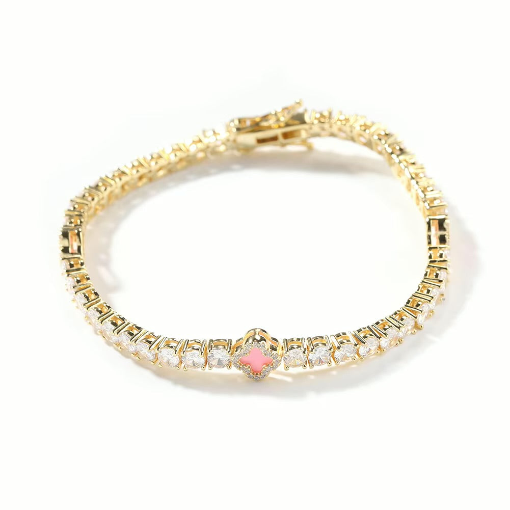 Pink Clover Tennis Bracelet
