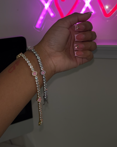 Pink Clover Tennis Bracelet